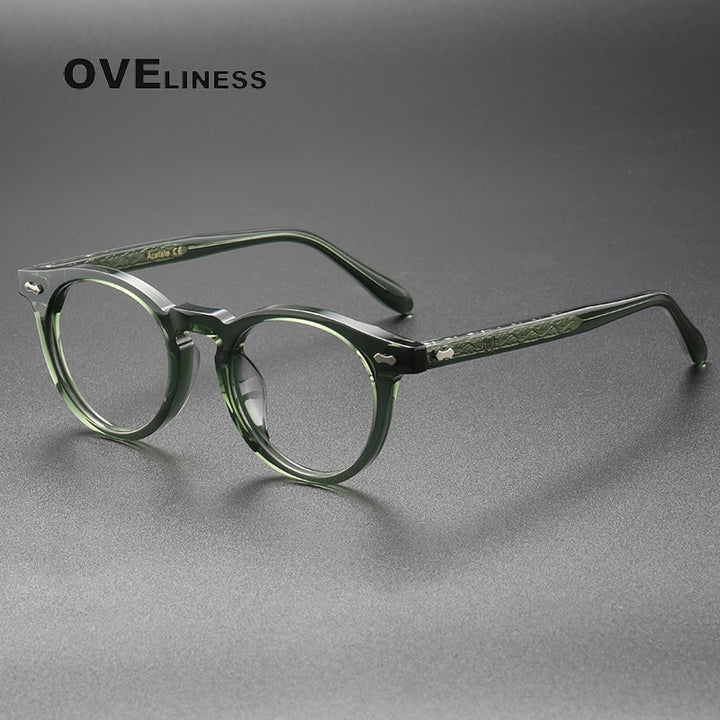 Oveliness Unisex Full Rim Round Acetate Titanium Eyeglasses 505 Full Rim Oveliness green  