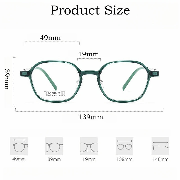 Yimaruili Unisex Full Rim Polygon Tr 90 Titanium Eyeglasses  Y16105 Full Rim Yimaruili Eyeglasses   