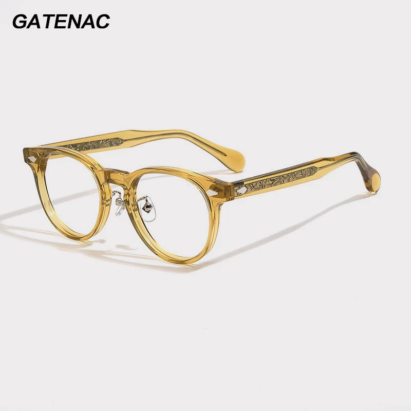 Gatenac Unisex Full Rim Square Oval Acetate Eyeglasses G1519 Full Rim Gatenac   