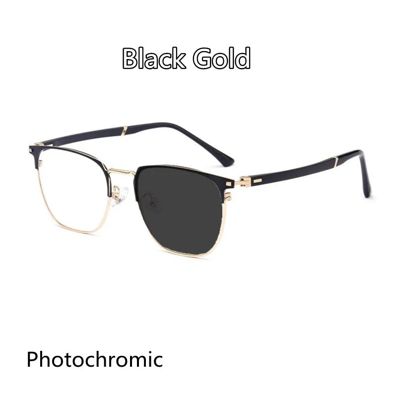 Kocolior Unisex Full Rim Square Titanium Alloy Hyperopic Reading Glasses 6120 Reading Glasses Kocolior Photochromic Gold China 0