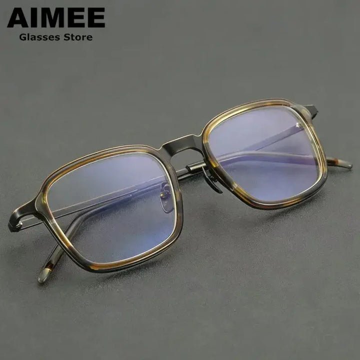 Aimee Unisex Full Rim Big Square Titanium Acetate Eyeglasses 410137 FuzWeb