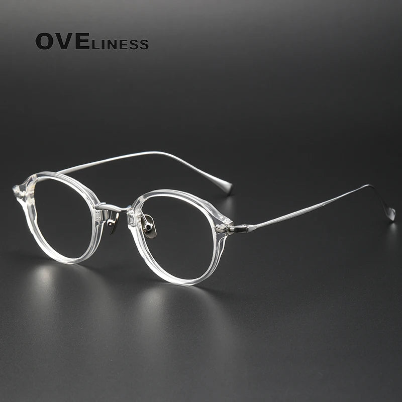Oveliness Unisex Full Rim Round Acetate Titanium Eyeglasses 369182