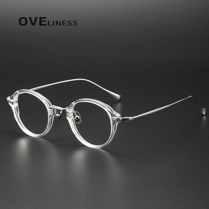 Oveliness Unisex Full Rim Round Acetate Titanium Eyeglasses 369182