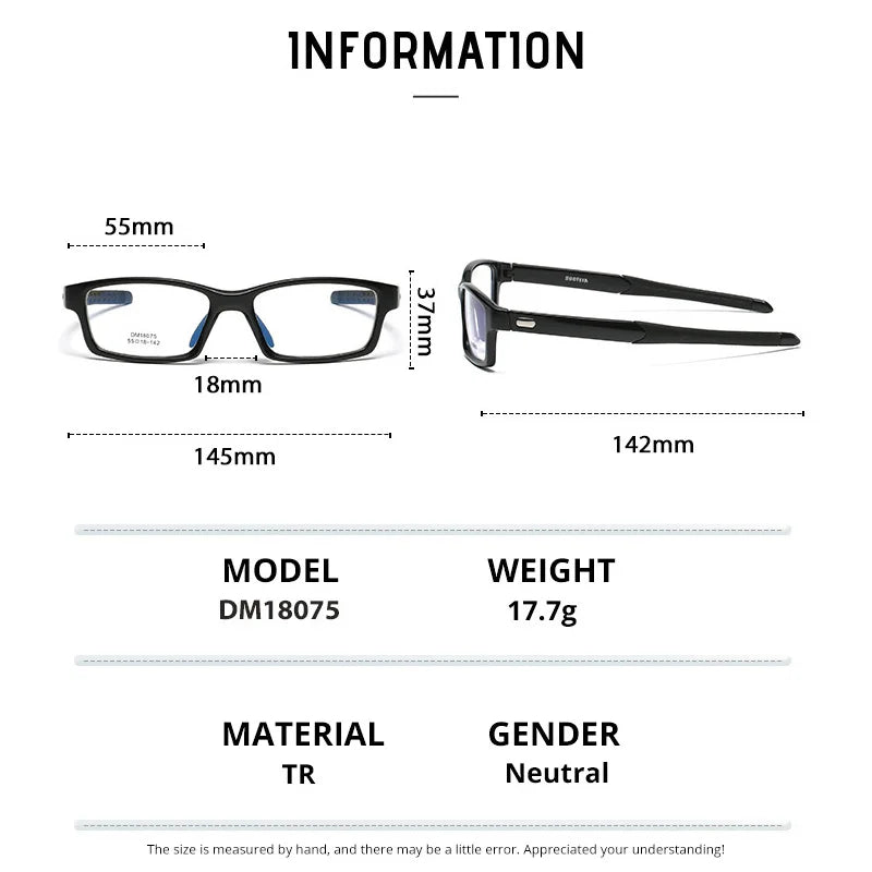 Gmei Men's Full Rim Rectangle Tr 90 Titanium Sport Eyeglasses