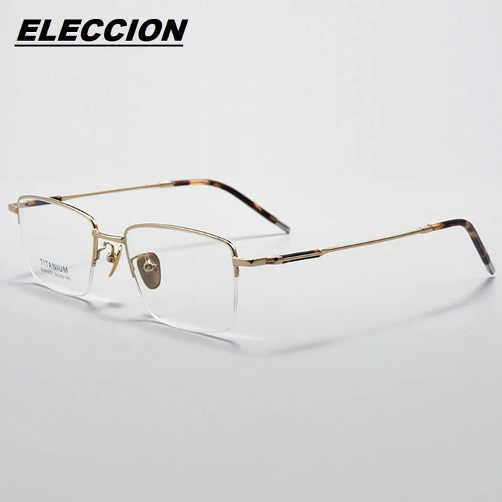 Eleccion Men's Semi Rim Titanium Eyeglasses 81072 Semi Rim Eleccion Gold CHINA