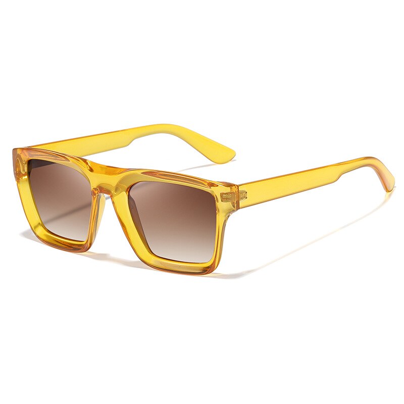 CCSpace Unisex Full Rim Square Acetate UV400 Sunglasses 56155 Sunglasses CCspace Sunglasses GoldTea  