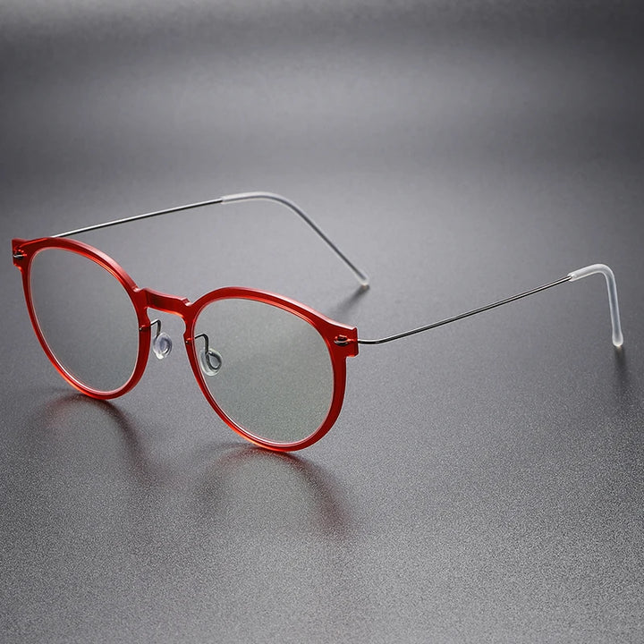 Aimee Unisex Full Rim Round Screwless Titanium Acetate Eyeglasses 6603 Full Rim Aimee Red  