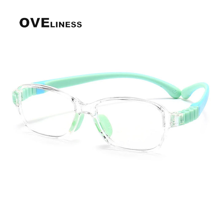Oveliness Youth Unisex Full Rim Square Tr 90 Titanium Eyeglasses 91027 Full Rim Oveliness transparent  