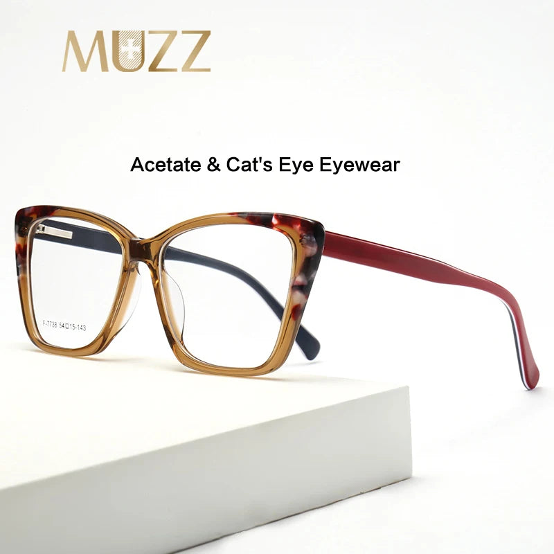 Muzz Women's Full Rim Big Cat Eye Acetate Eyeglasses 7738 Full Rim Muzz   