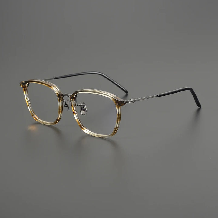 Gatenac Men's Full Rim Square Acetate Titanium Eyeglasses Gxyj1581
