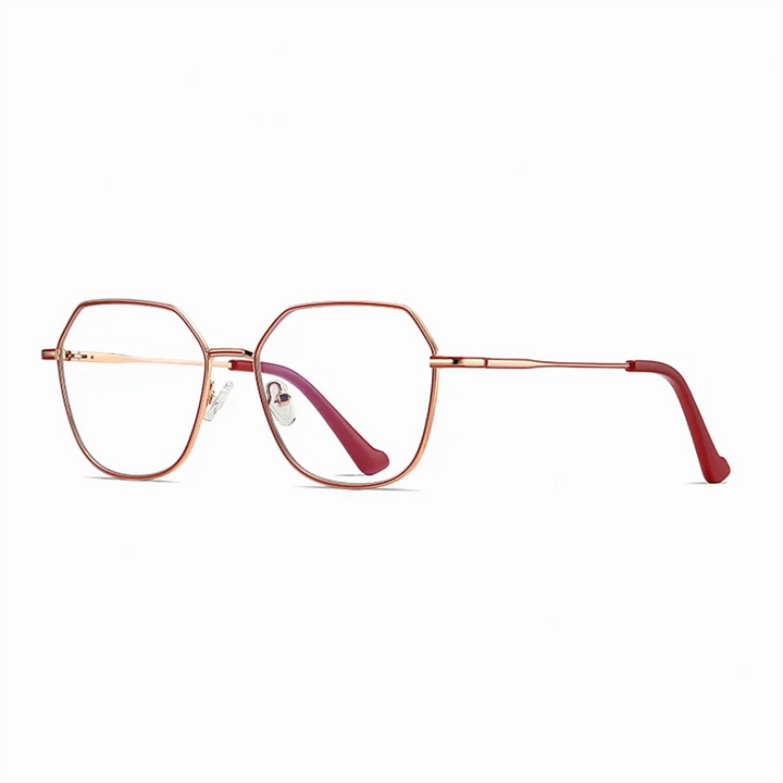 Ralferty Women's Full Rim Flat Top Polygon Alloy Eyeglasses 33040