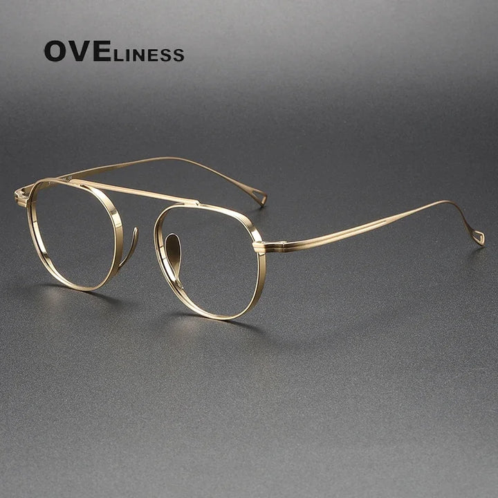 Oveliness Unisex Full Rim Brow Line Round Titanium Eyeglasses O9503 Full Rim Oveliness gold  