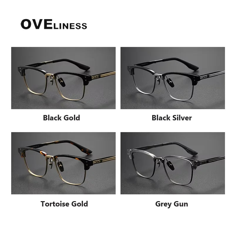 Oveliness Unisex Full Rim Square Titanium Acetate Eyeglasses 20132 Full Rim Oveliness   