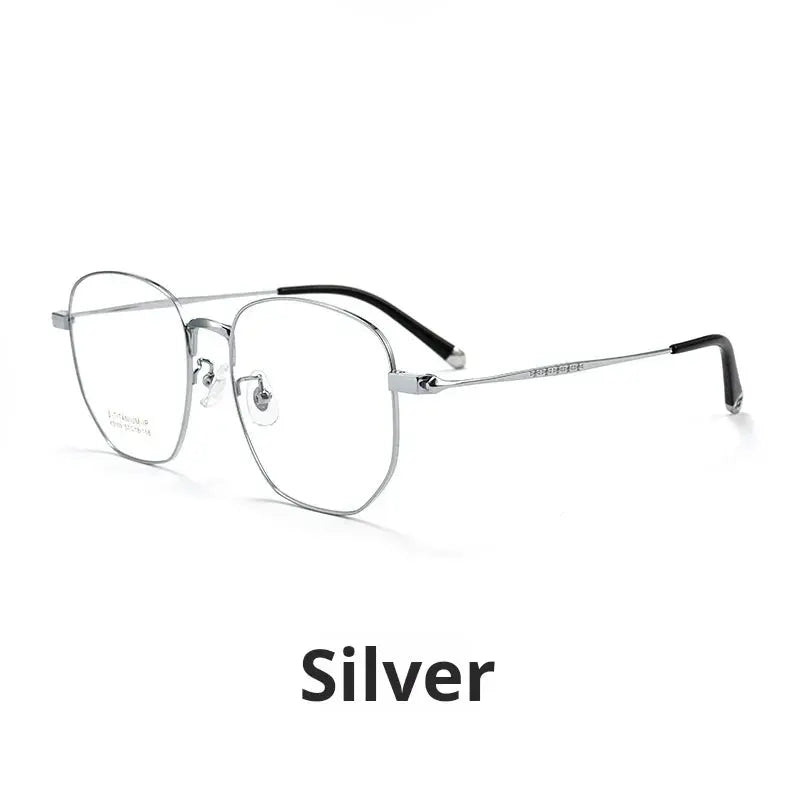 Momoja Unisex Full Rim Big Polygon Titanium Eyeglasses 75109.