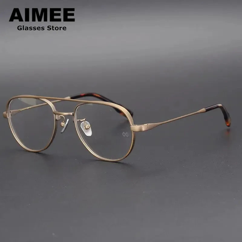 Aimee Unisex Full Rim Oval Double Bridge Titanium Eyeglasses 9531 Full Rim Aimee   