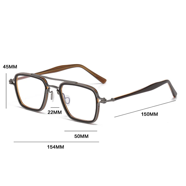 Gatenac Unisex Full Rim Big Square Double Bridge Titanium Acetate Photochromic Reading Glasses 75875