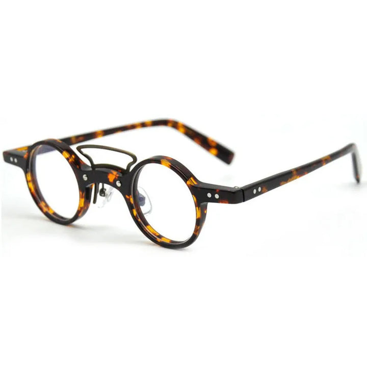 Cubojue Unisex Full Rim Round Double Bridge Acetate Titanium Reading Glasses 98003