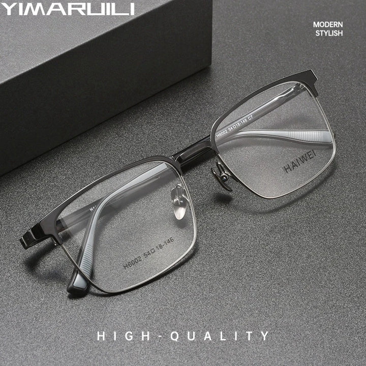 Yimaruili Men's Full Rim Square Ultem Alloy Eyeglasses 460026 Full Rim Yimaruili Eyeglasses