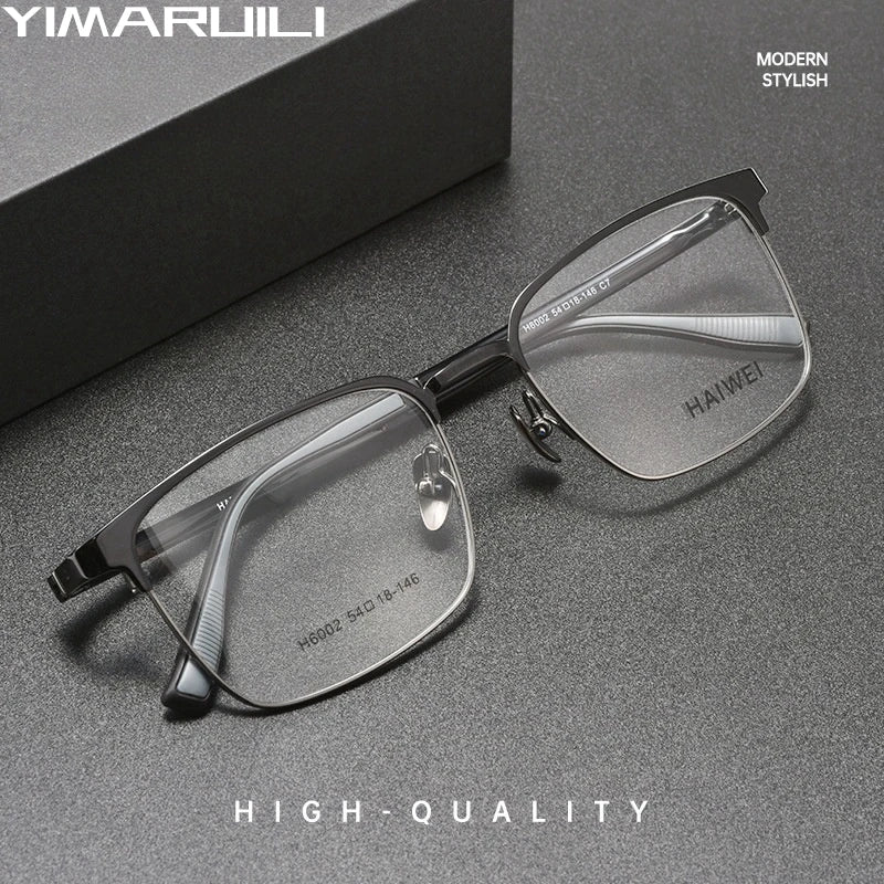 Yimaruili Men's Full Rim Square Alloy Eyeglasses 46002 Full Rim Yimaruili Eyeglasses