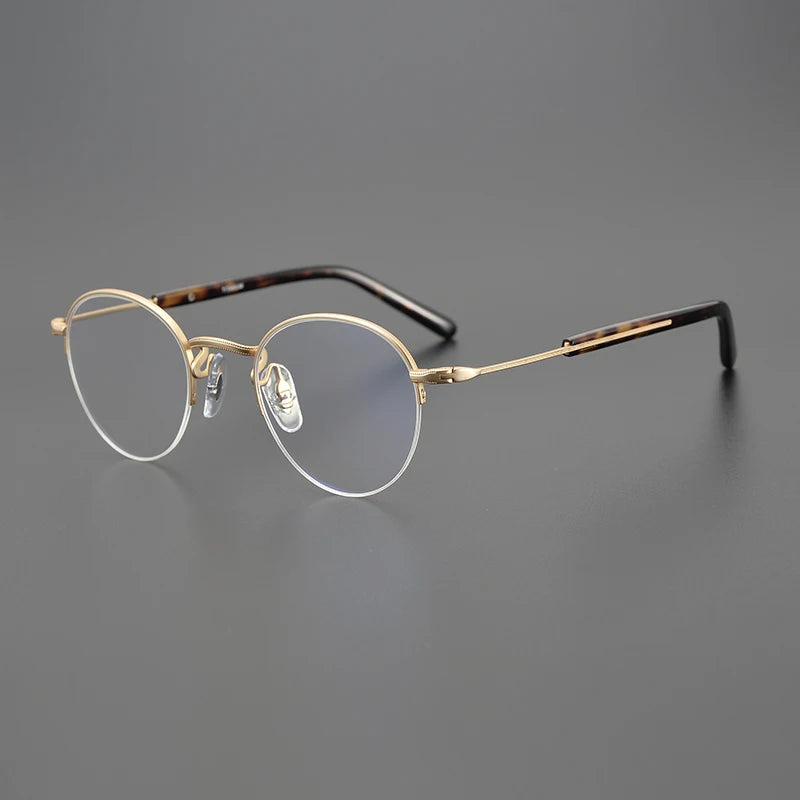 Black Mask Unisex Semi Rim Oval Round Titanium Eyeglasses 517110