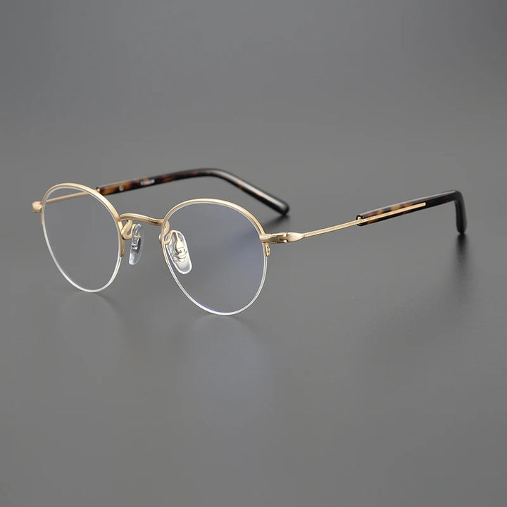 Black Mask Unisex Semi Rim Oval Round Titanium Eyeglasses 517110