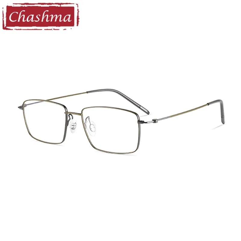 Chashma Ottica Men's Full Rim Small Square Titanium Eyeglasses 7246 Full Rim Chashma Ottica Dark Green  