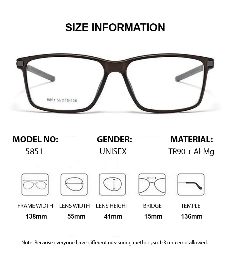Summer Flower Unisex Full Rim Square Tr 90 Aluminum Eyeglasses 58514