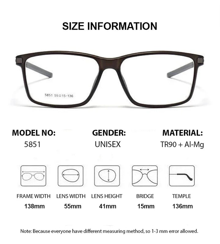 Summer Flower Women's Full Rim Square Tr 90 Al Mg Eyeglasses 615851