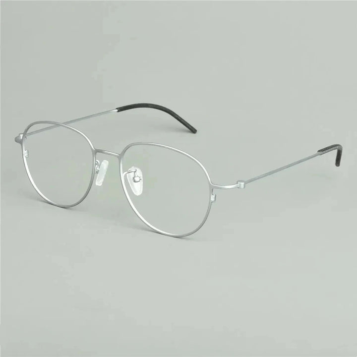 Aimee Unisex Full Rim Oval Square Titanium Eyeglasses Full Rim Aimee Silver  