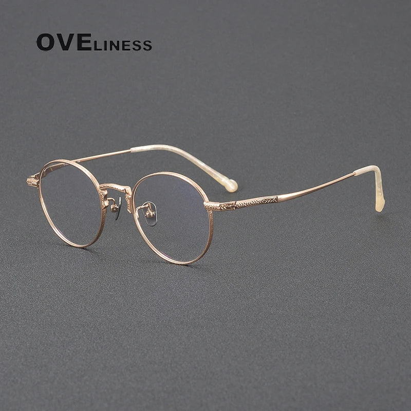 Oveliness Women's Full Rim Round Acetate Titanium Eyeglasses 3042 Full Rim Oveliness rose gold  