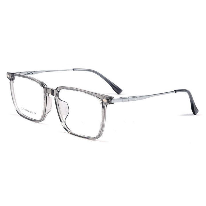 KatKani Unisex Full Rim Square Tr 90  Titanium Eyeglasses 15013mc Full Rim KatKani Eyeglasses Transparent Gray  