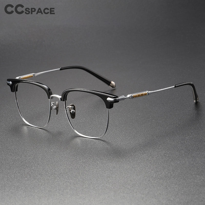 CCspace Unisex Full Rim Square Titanium Alloy Eyeglasses 56404 Full Rim CCspace   