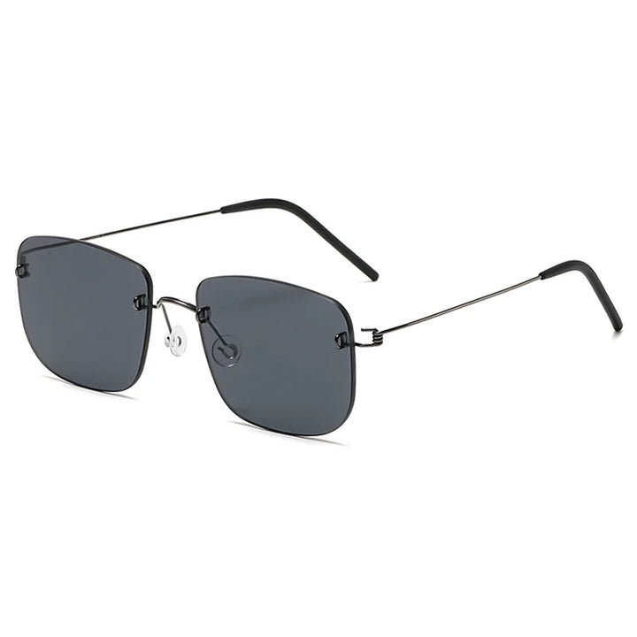 Black Mask Men's Rimless Square Screwless Titanium Sunglasses 2366 Sunglasses Black Mask C1 As Shown 