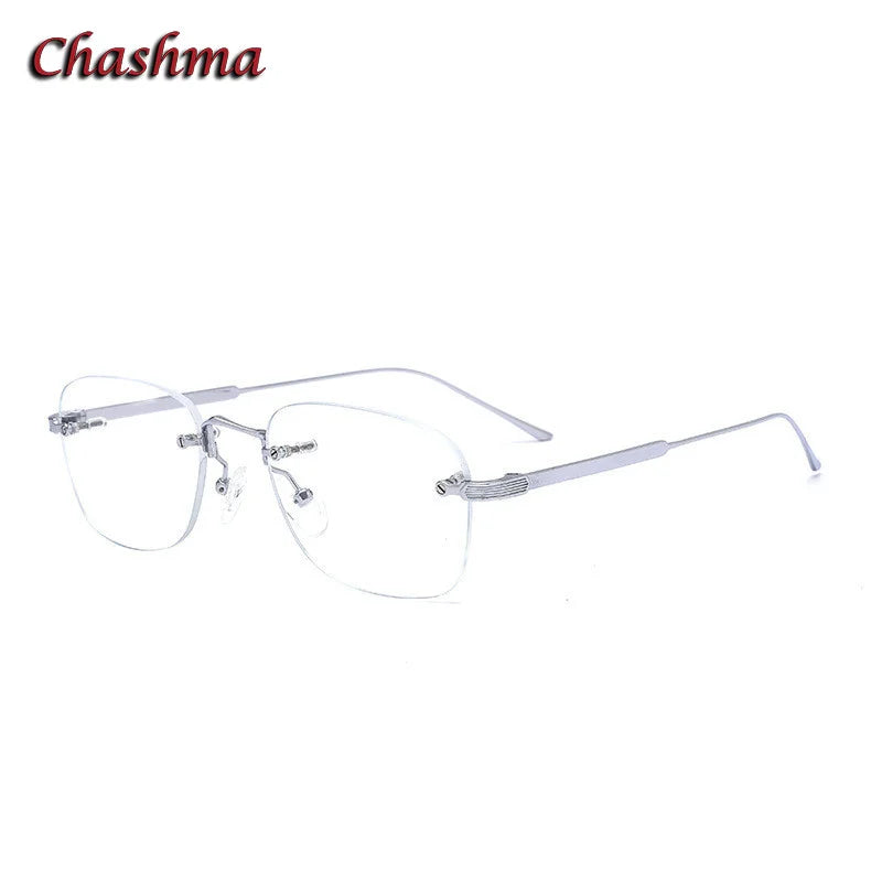 Chashma Ochki Unisex Rimless Small Oval Titanium Eyeglasses 0228 Rimless Chashma Ochki Silver  