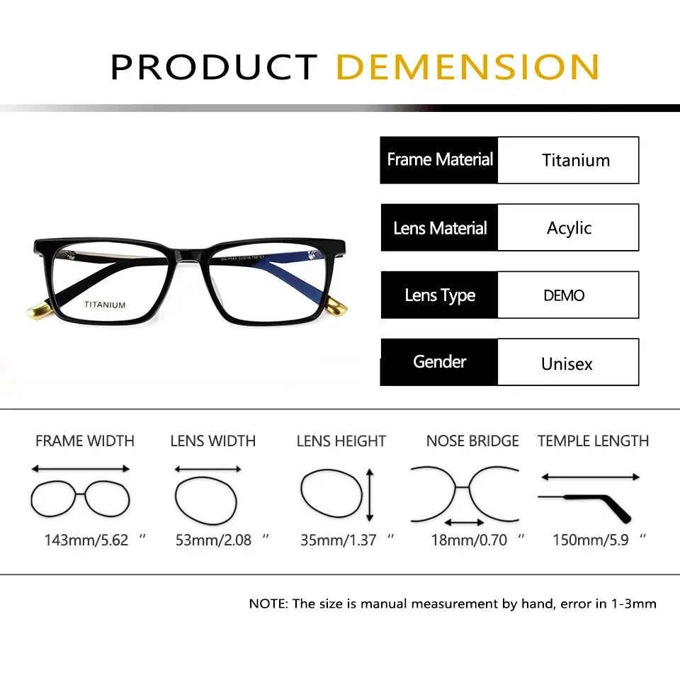 Esnbie 583200 Unisex Full Rim Square Acetate Titanium Frames Esnbie