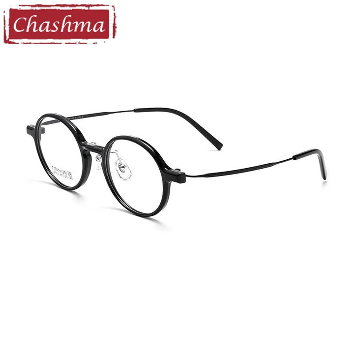 Chashma Ottica Unisex Youth Full Rim Round Tr 90 Titanium Eyeglasses 16101 Full Rim Chashma Ottica Black  