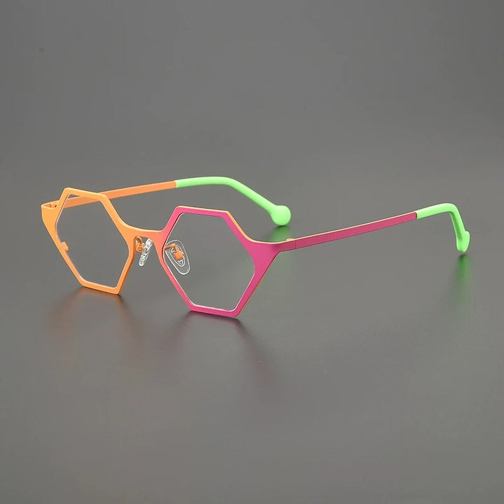 Gatenac Women's Full Rim Polygon Acetate Titanium Eyeglasses G85881