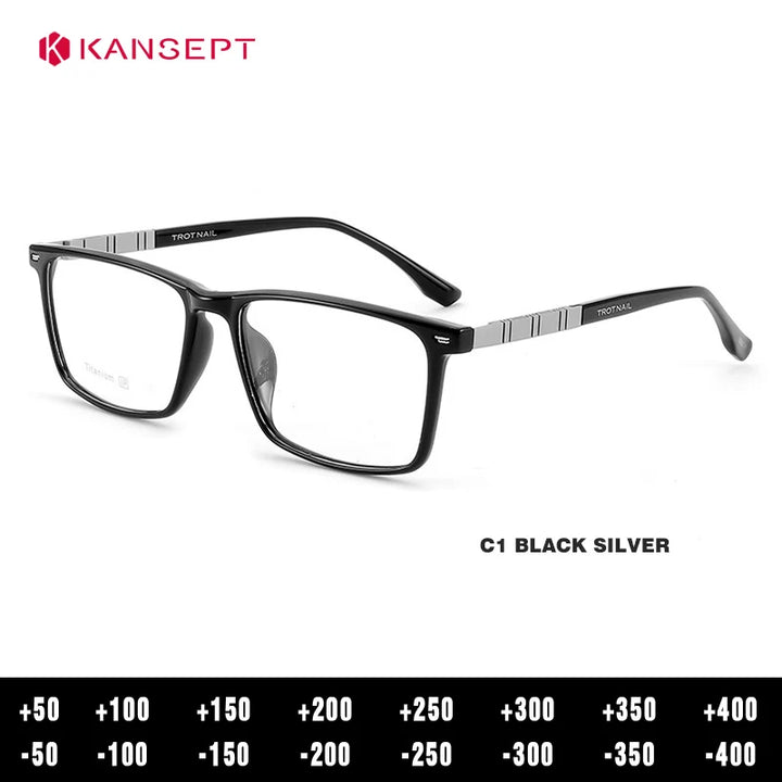 Kansept Unisex Full Rim Square Tr 90 Titanium Reading Glasses 23069