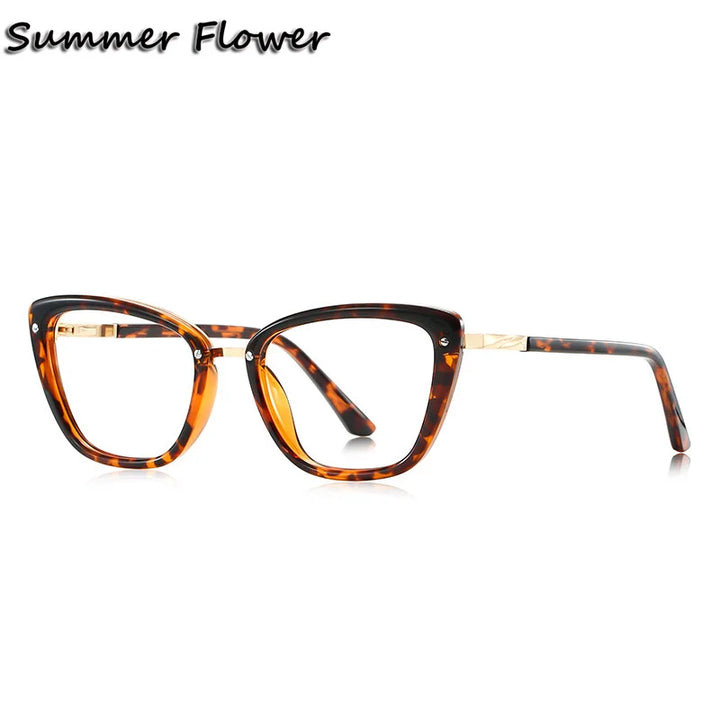 Summer Flower Women's Full Rim Cat Eye Tr 90 Titanium Eyeglasses 62220