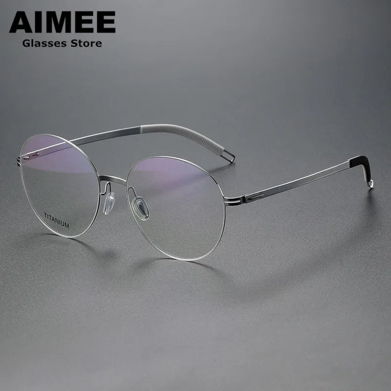 Aimee Unisex Full Rim Round Screwless Titanium Acetate Eyeglasses 2537 Full Rim Aimee   