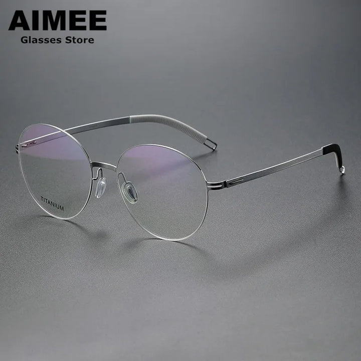 Aimee Unisex Full Rim Round Screwless Titanium Acetate Eyeglasses 2537 Full Rim Aimee   