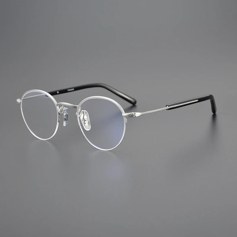 Black Mask Unisex Semi Rim Oval Round Titanium Eyeglasses 517110