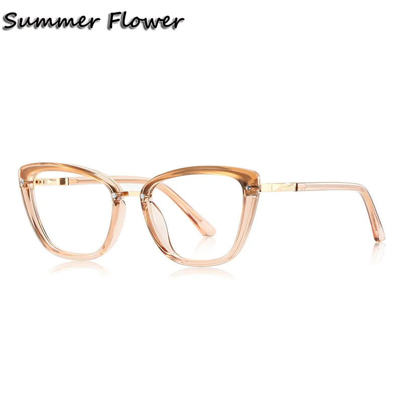 Summer Flower Women's Full Rim Cat Eye Tr 90 Titanium Eyeglasses 62220
