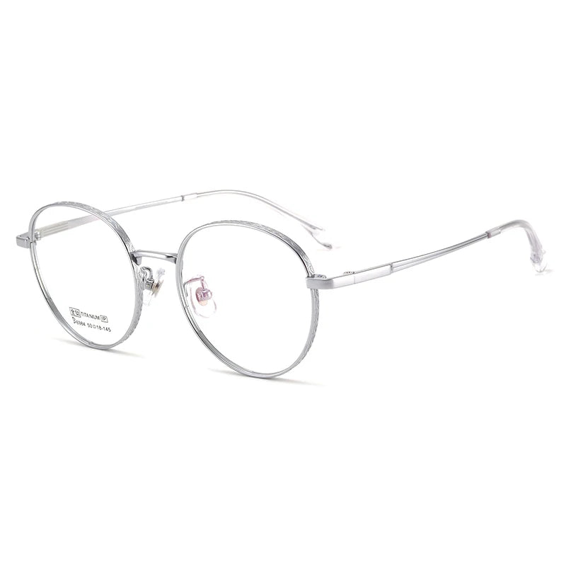 Bclear Unisex Full Rim Small Round Titanium Eyeglasses 6984 Full Rim Bclear Silver  