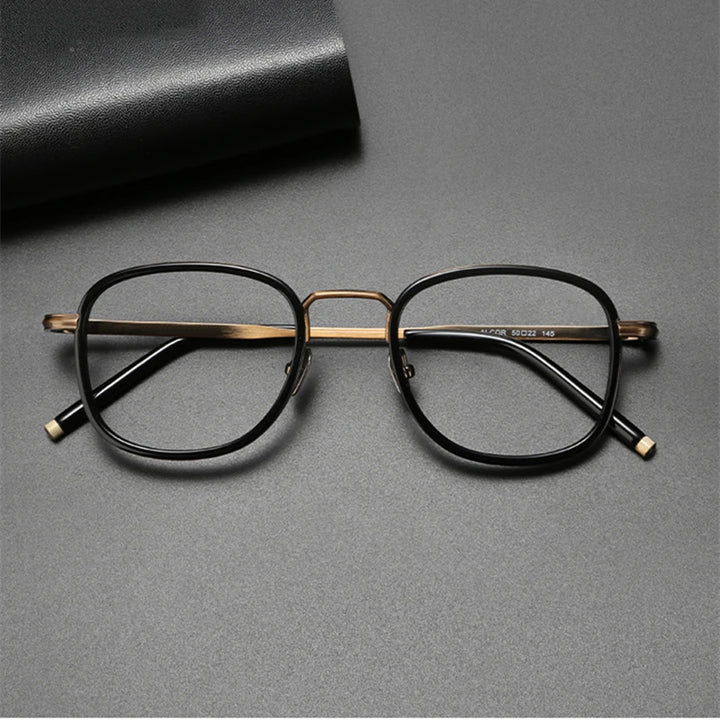 Black Mask Unisex Full Rim Square Titanium Acetate Eyeglasses 5022145 Full Rim Black Mask   