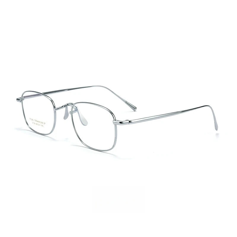 Yimaruili Women's Full Rim Oval Square Titanium Eyeglasses 2129 Full Rim Yimaruili Eyeglasses Silver  