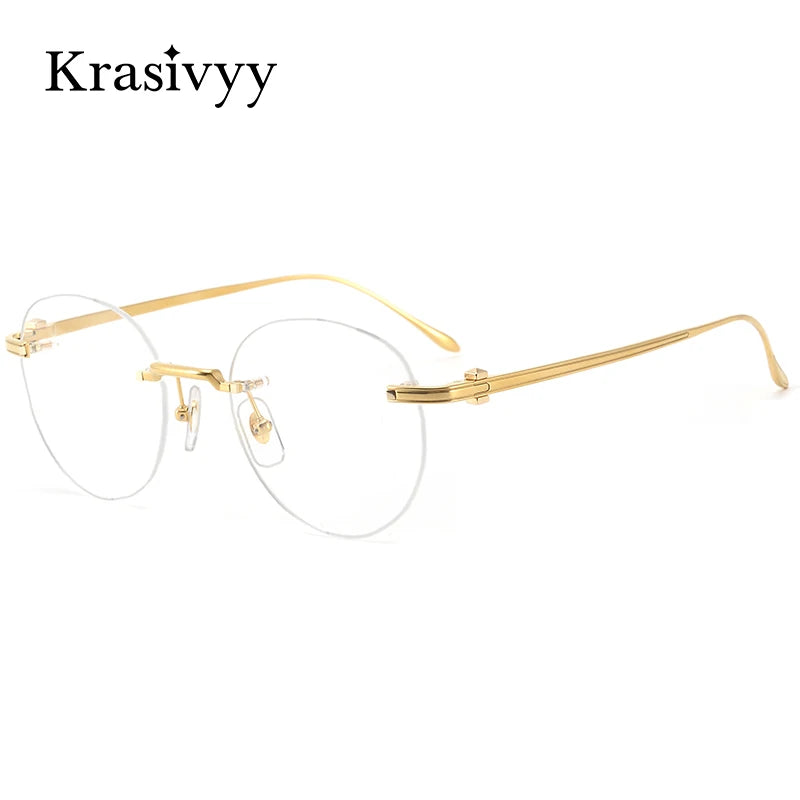 Krasivyy Mens Rimless Round Titanium Eyeglasses Kr03420 Rimless Krasivyy   