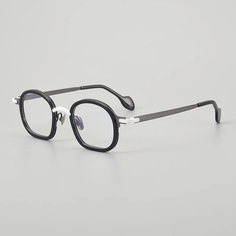 Muzz Unisex Full Rim Oval Square Acetate Titanium Eyeglasses 54003