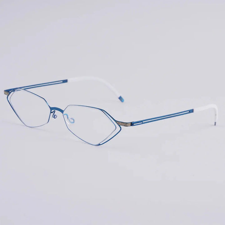Bobbie 339014 Unisex 140mm Full Rim Polygon Oval Titanium Frames FuzWeb