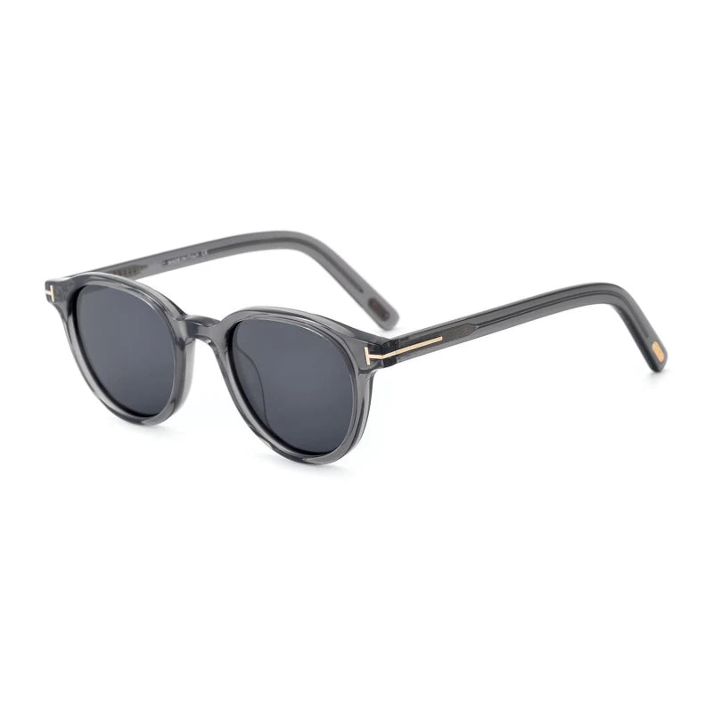 Black Mask Unisex Full Rim Round Acetate Polarized Sunglasses Ft982 Sunglasses FuzWeb  Clear Grey As Shown 